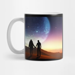 Valentine Wall Art -  Love in another world - Unique Valentine Fantasy Planet Landsape - Photo print, canvas, artboard print Mug